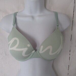 Victorias Secret PINK Bra 34C Mint Green Push Up Convertible Padded Underwire